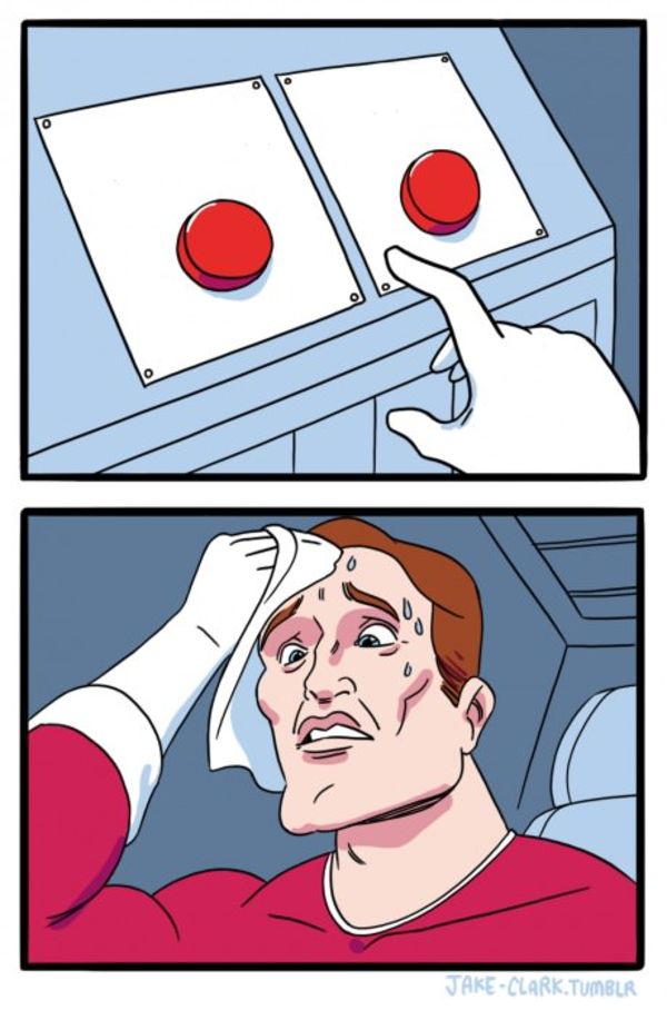 Two Buttons meme about California Naturals